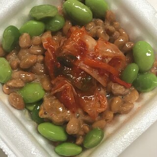 枝豆とキムチのおつまみ納豆